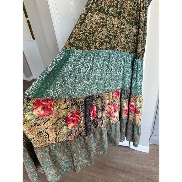 Paani Women's Multi Patchwork Maxi Dress Women's Large Pockets Boho Hippie - Picture 3 of 6